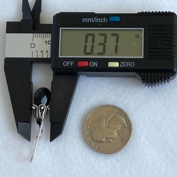 Sterling Silver 925 1.5" Checkerboard Faceted Black Glass Beaded Dangle Earrings - Picture 14 of 16